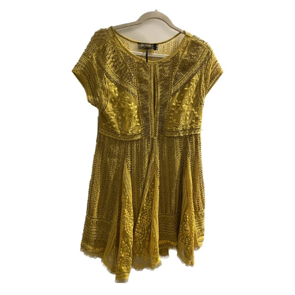 NWT Free People Yellow Beaded And Embroidered Dress - Picture 2 of 10
